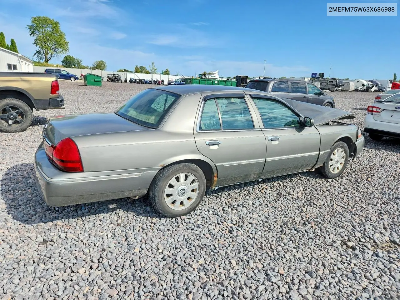 2003 MERCURY GRAND MARQUIS VIN 2MEFM75W63X686988 — фото 3