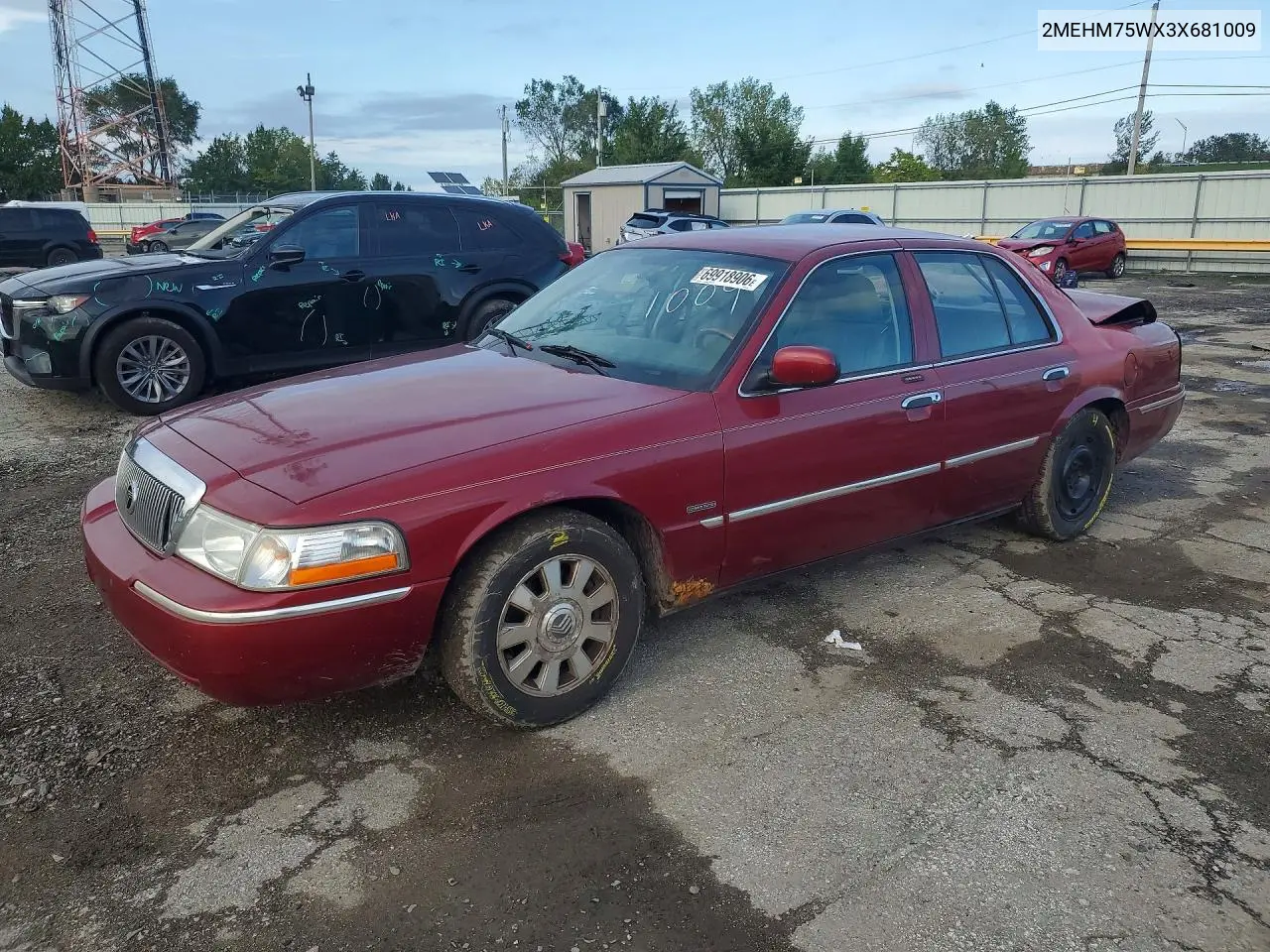 MERCURY GRAND MARQUIS 2003, VIN 2MEHM75WX3X681009