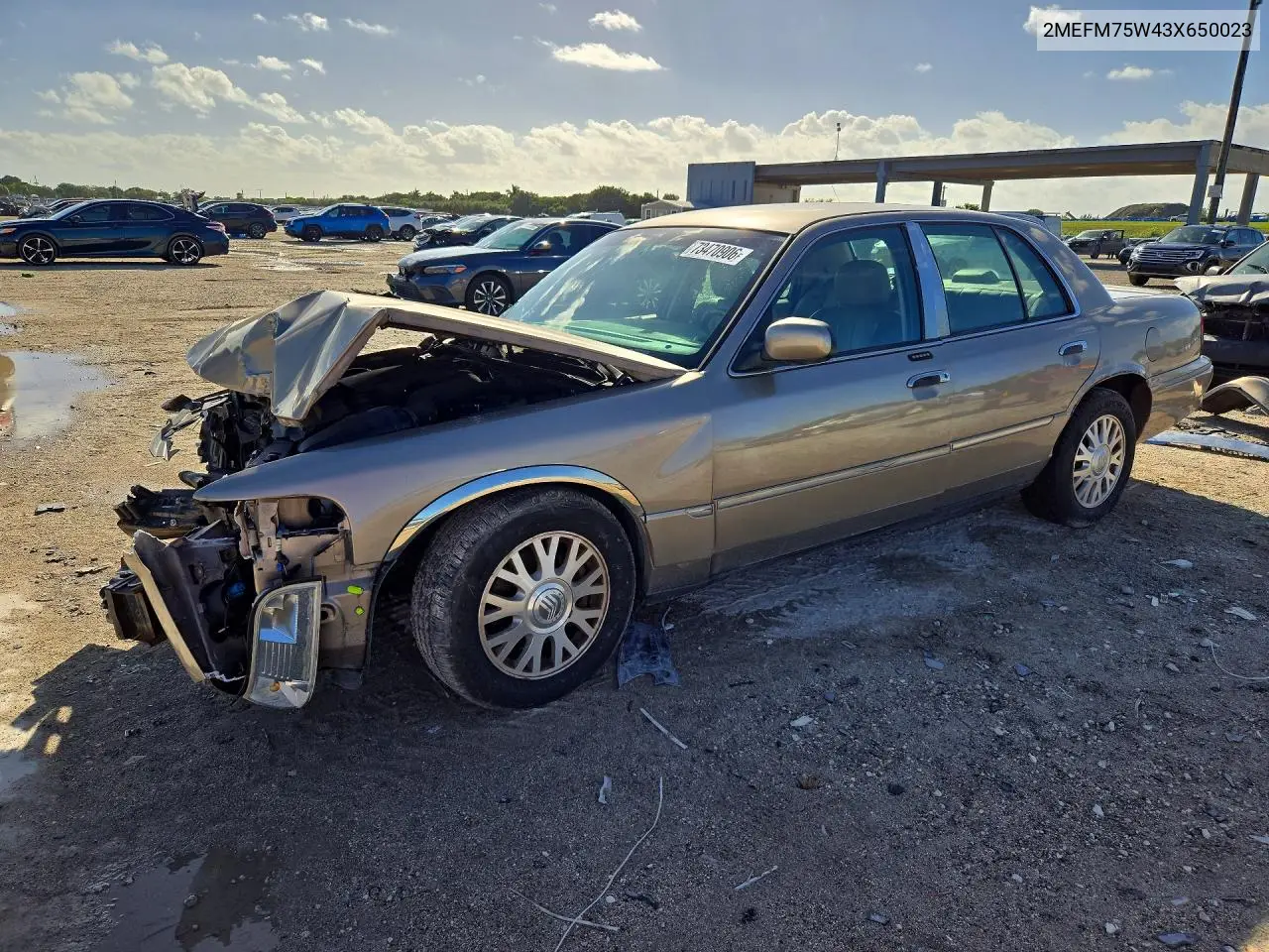 MERCURY GRAND MARQUIS 2003, VIN 2MEFM75W43X650023