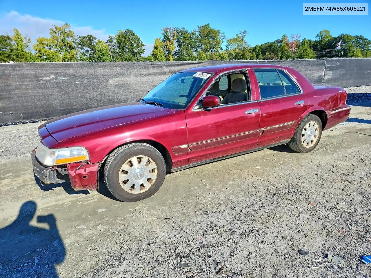 MERCURY GRAND MARQUIS 2005, VIN 2MEFM74W85X605221