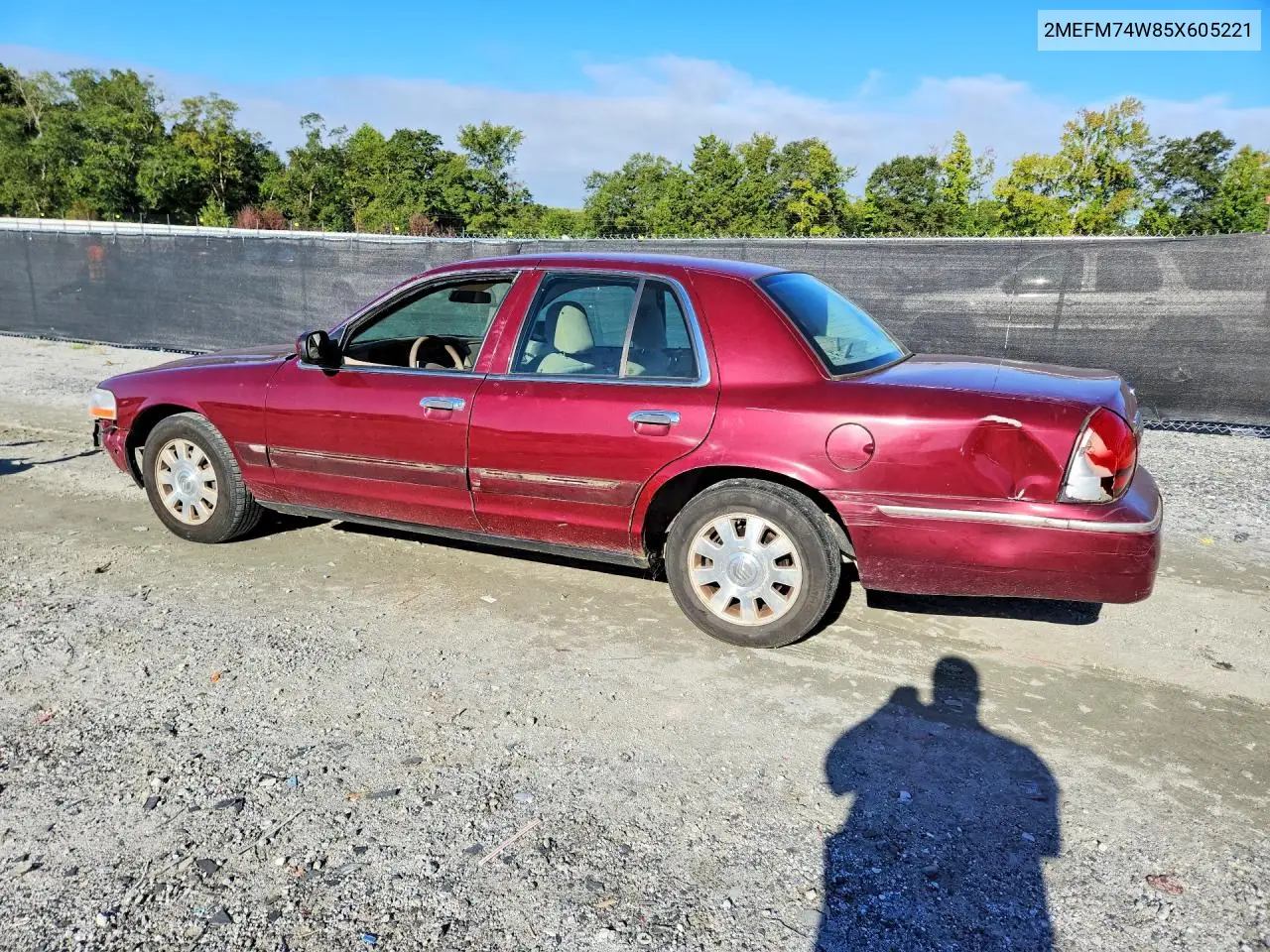 2005 MERCURY GRAND MARQUIS VIN 2MEFM74W85X605221 — фото 2