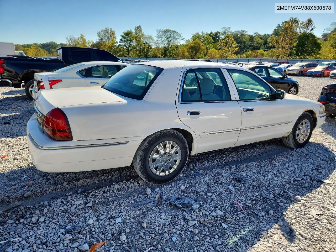 2008 MERCURY GRAND MARQUIS VIN 2MEFM74V88X600578 — фото 3