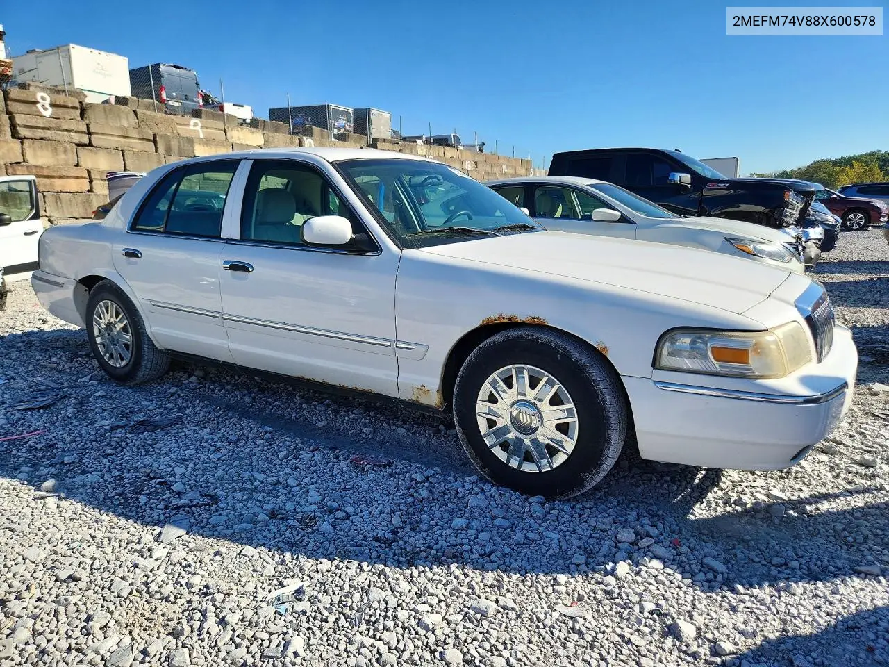 2008 MERCURY GRAND MARQUIS VIN 2MEFM74V88X600578 — фото 4