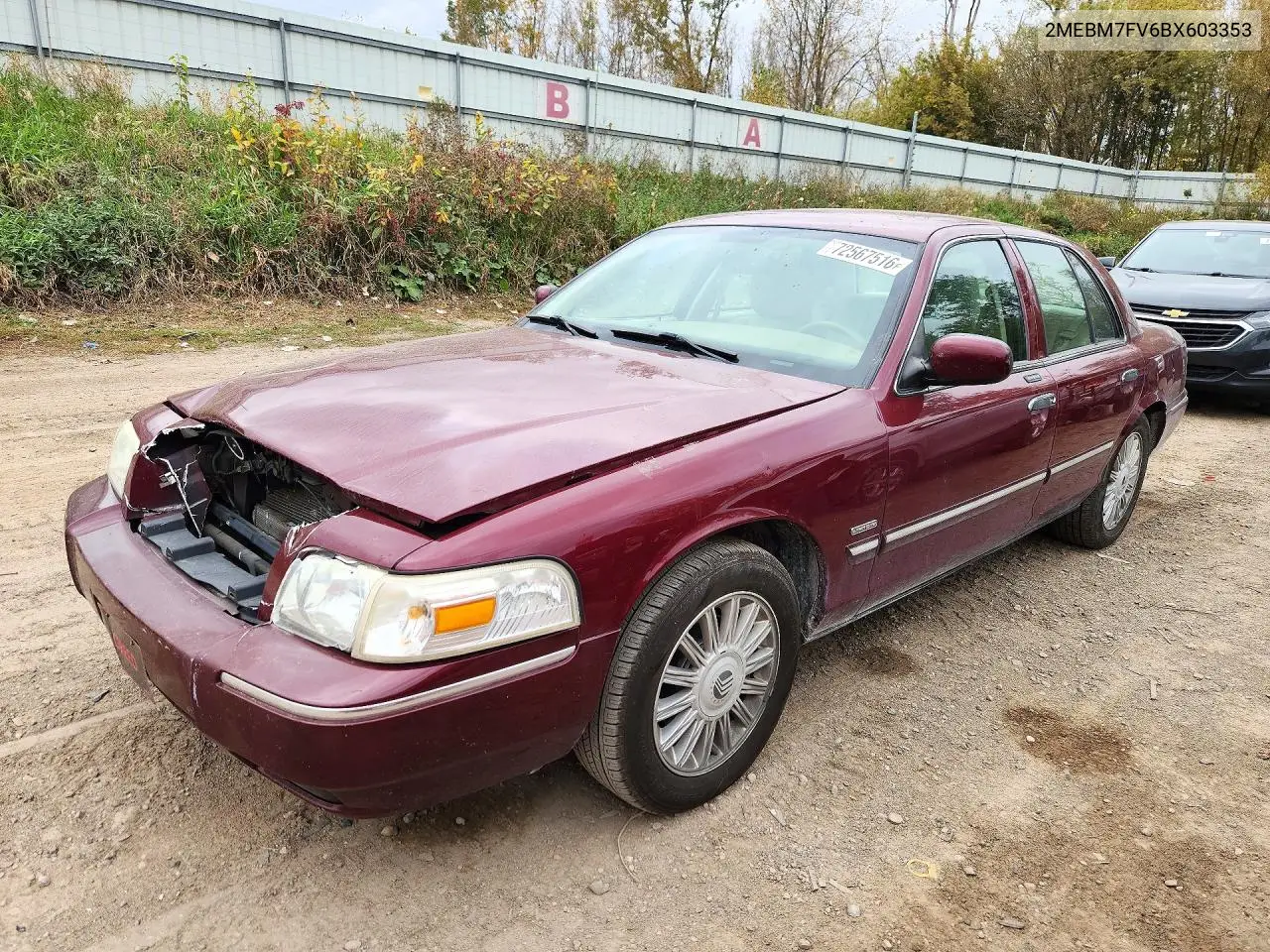 MERCURY GRAND MARQUIS 2011, VIN 2MEBM7FV6BX603353