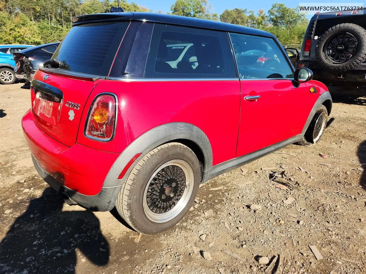 2010 MINI COOPER VIN WMWMF3C56ATZ63734 — фото 3