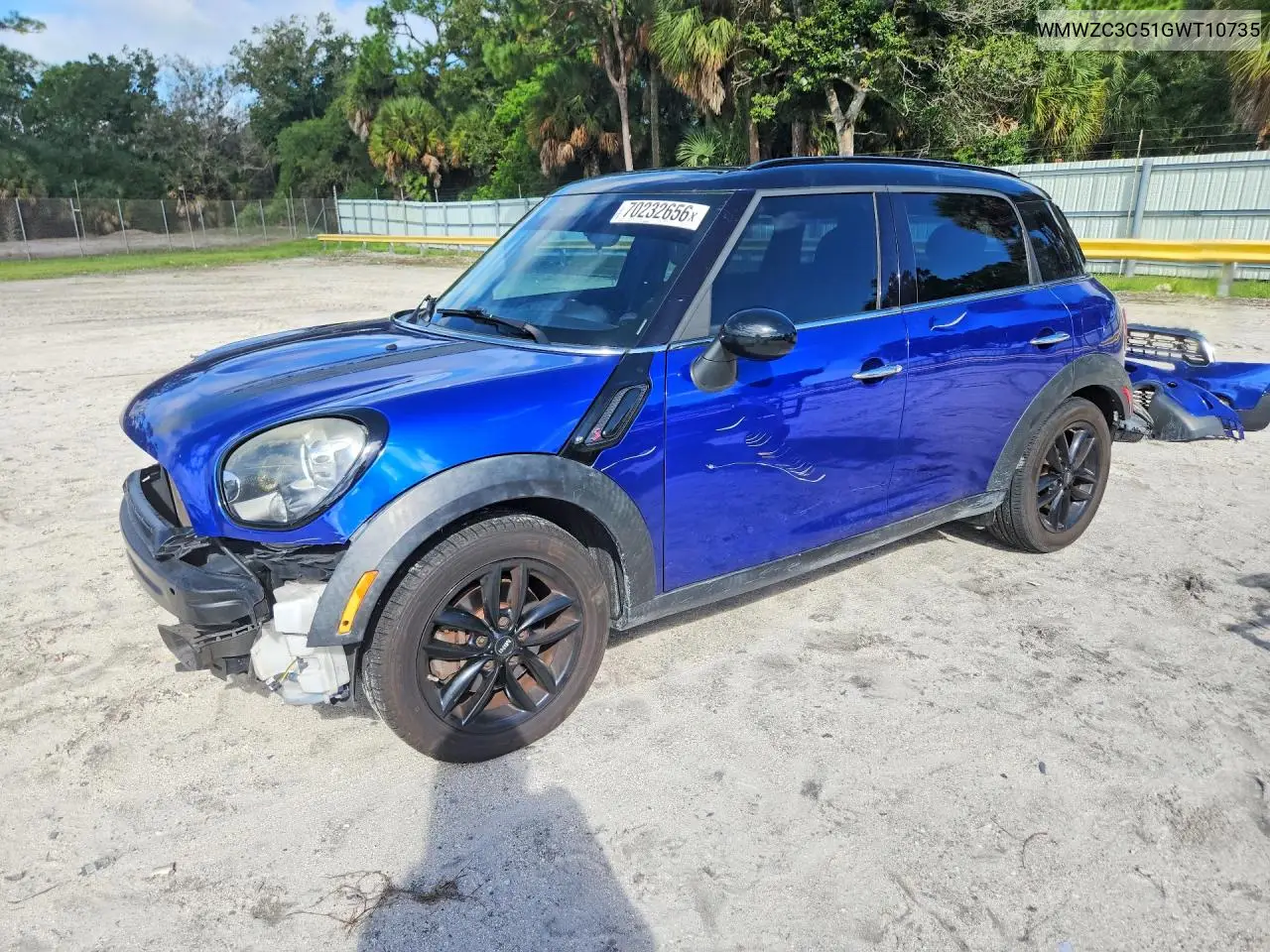 MINI COOPER 2016, VIN WMWZC3C51GWT10735