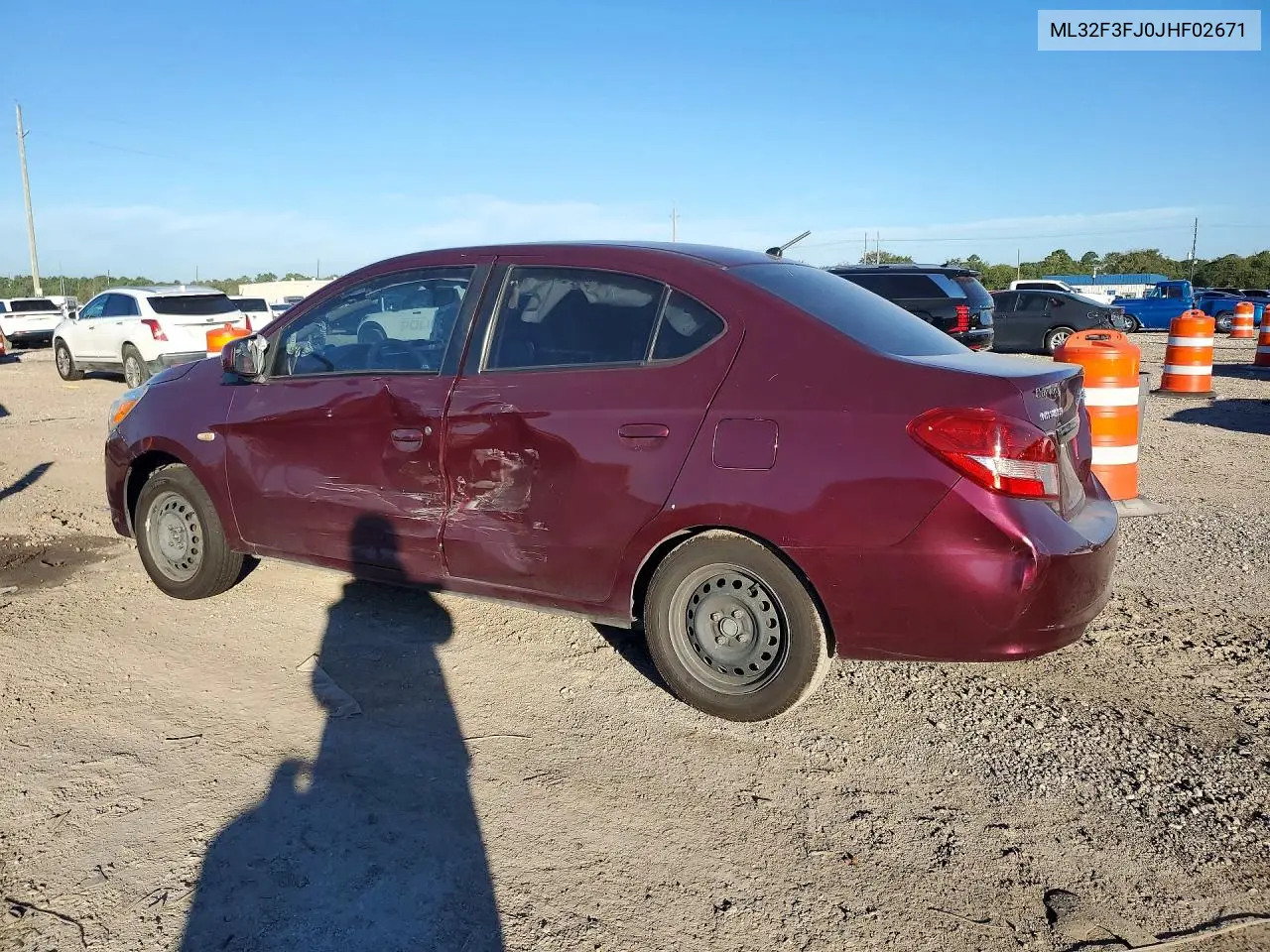 2018 MITSUBISHI MIRAGE VIN ML32F3FJ0JHF02671 — фото 2