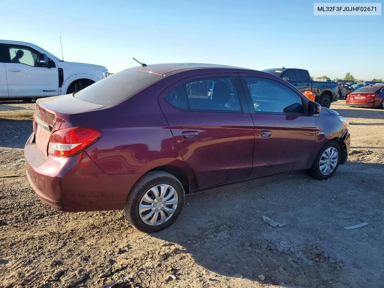 2018 MITSUBISHI MIRAGE VIN ML32F3FJ0JHF02671 — фото 3