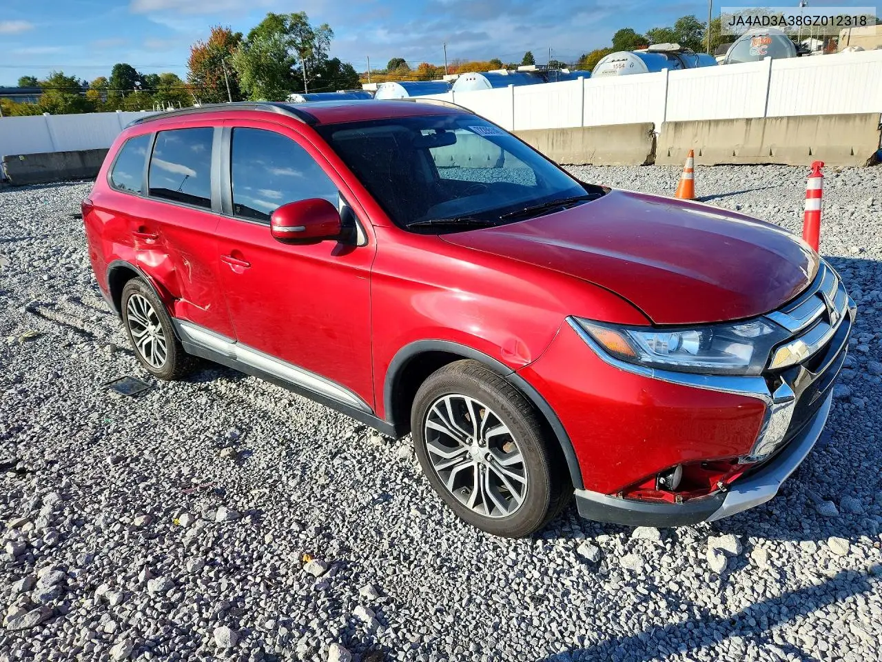 MITSUBISHI OUTLANDER 2016, VIN JA4AD3A38GZ012318