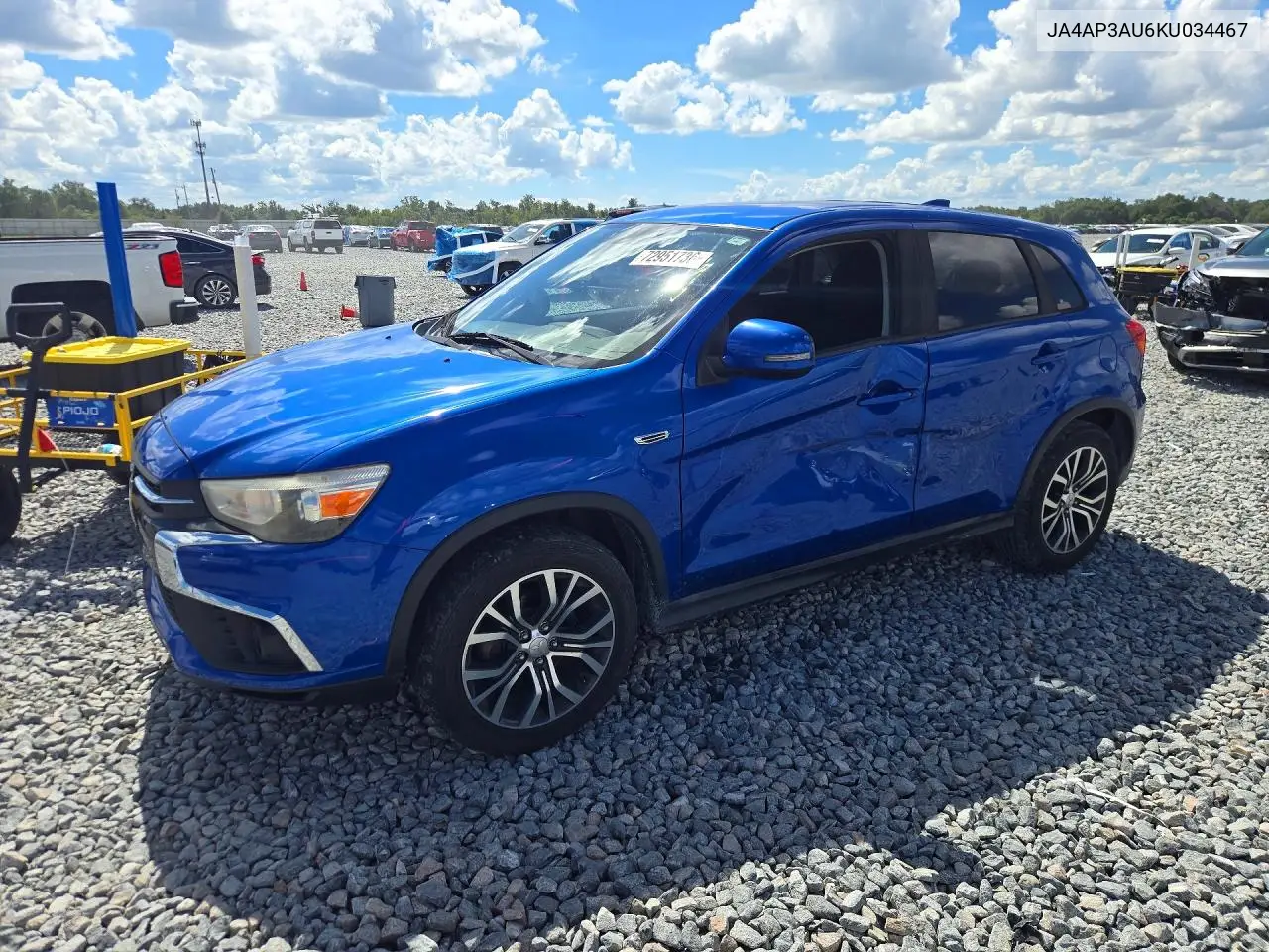 MITSUBISHI OUTLANDER 2019, VIN JA4AP3AU6KU034467