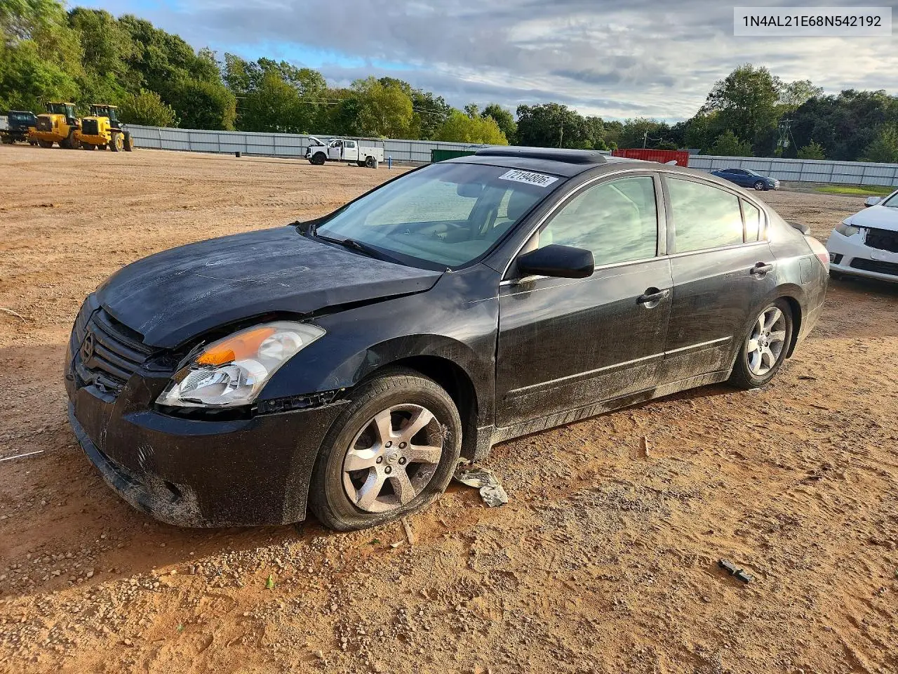 NISSAN ALTIMA 2008, VIN 1N4AL21E68N542192