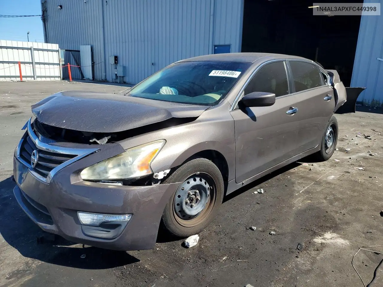 NISSAN ALTIMA 2015, VIN 1N4AL3APXFC449398