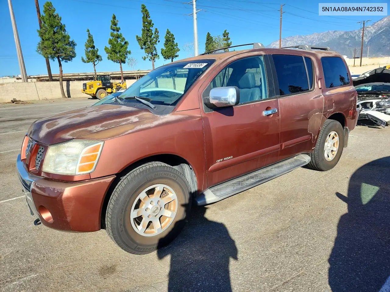 NISSAN ARMADA 2004, VIN 5N1AA08A94N742352