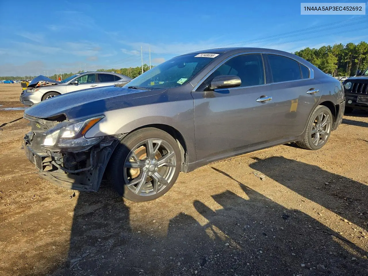 NISSAN MAXIMA 2014, VIN 1N4AA5AP3EC452692