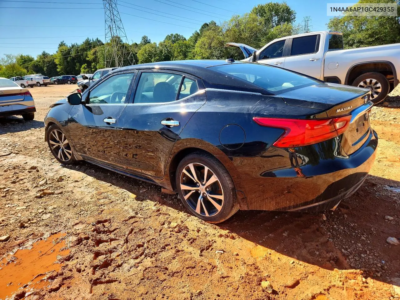 2016 NISSAN MAXIMA VIN 1N4AA6AP1GC429355 — фото 2
