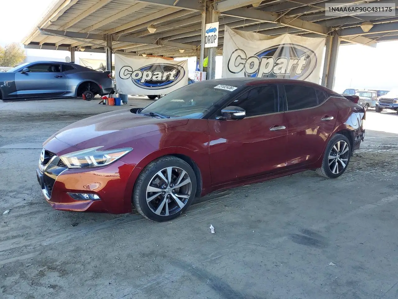 NISSAN MAXIMA 2016, VIN 1N4AA6AP9GC431175