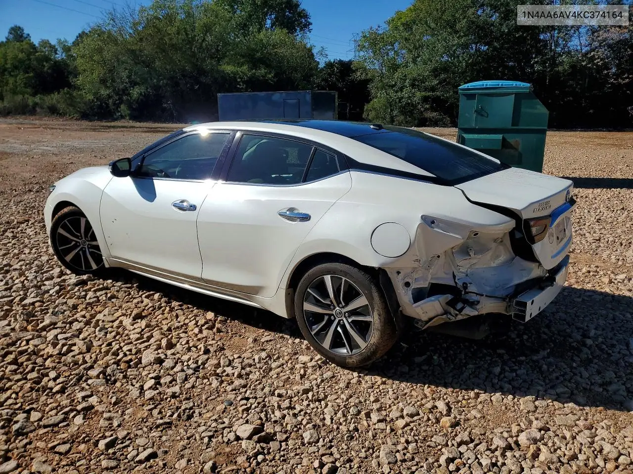 2019 NISSAN MAXIMA VIN 1N4AA6AV4KC374164 — фото 2