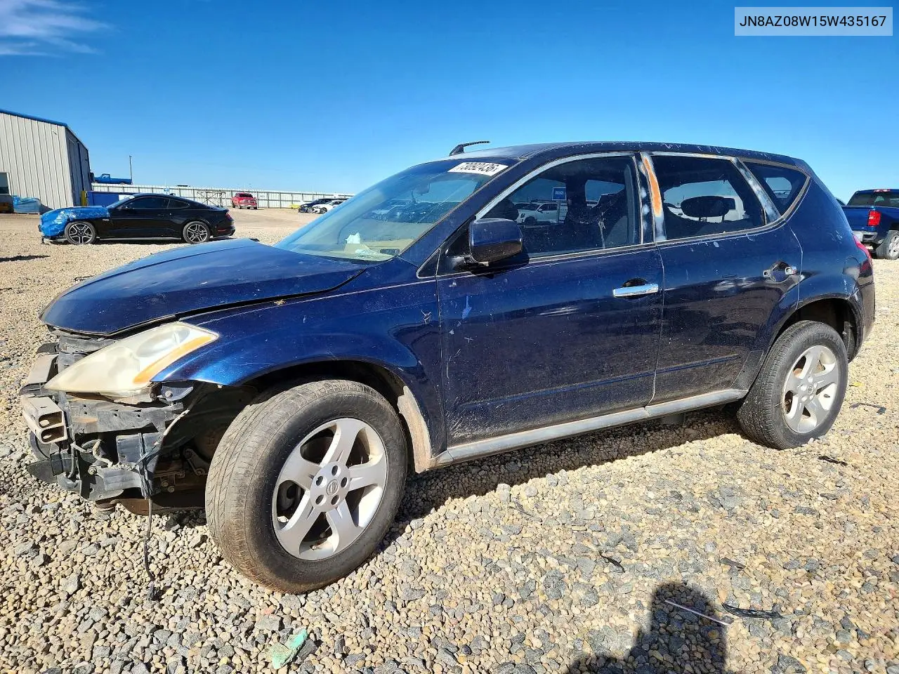 NISSAN MURANO 2005, VIN JN8AZ08W15W435167