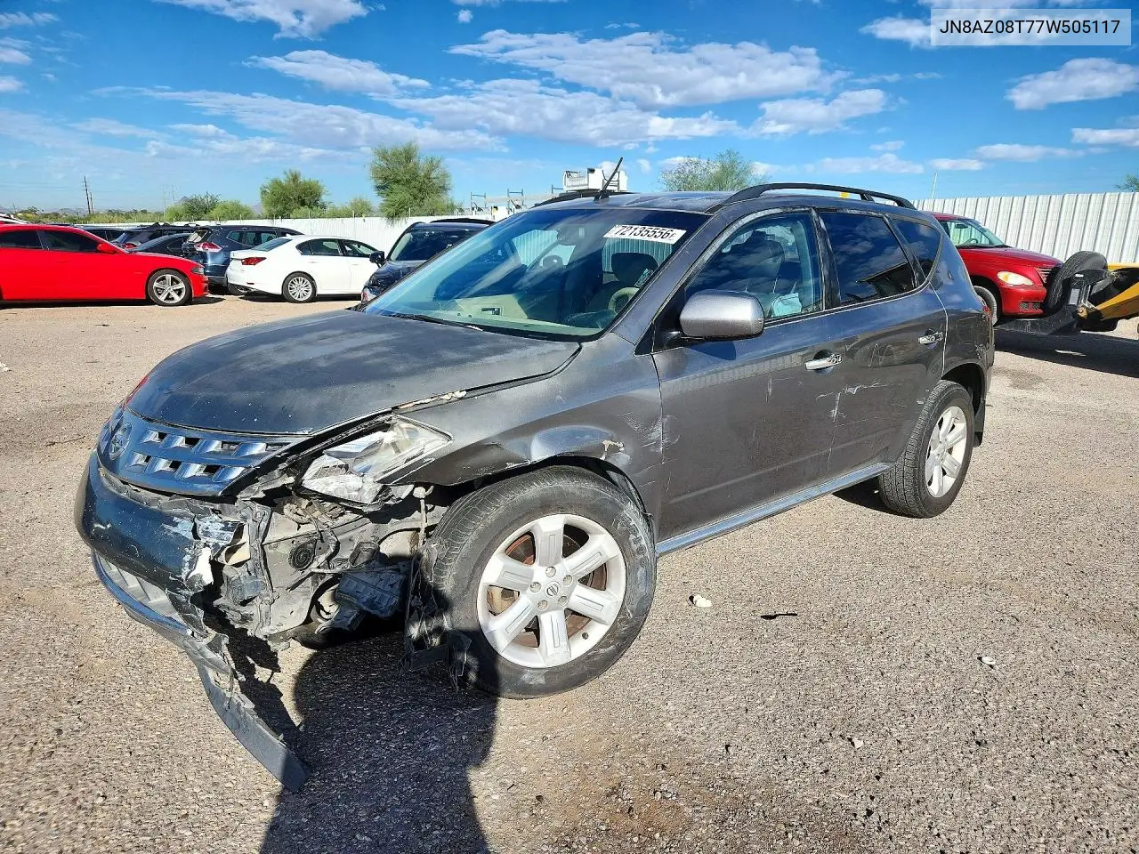 NISSAN MURANO 2007, VIN JN8AZ08T77W505117