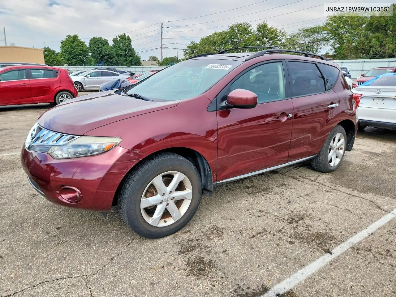 NISSAN MURANO 2009, VIN JN8AZ18W39W103551