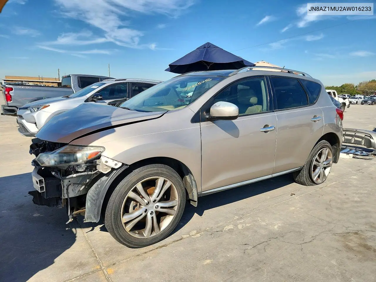 NISSAN MURANO 2010, VIN JN8AZ1MU2AW016233