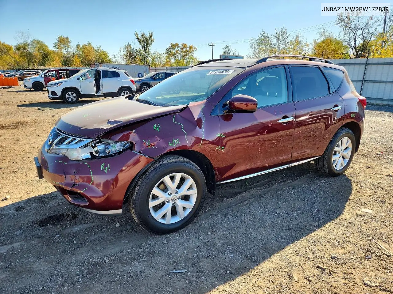 NISSAN MURANO 2011, VIN JN8AZ1MW2BW172839