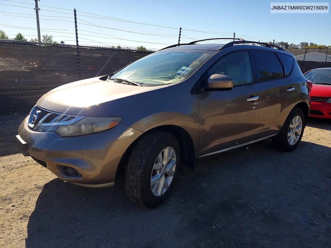 NISSAN MURANO 2012, VIN JN8AZ1MW0CW215009