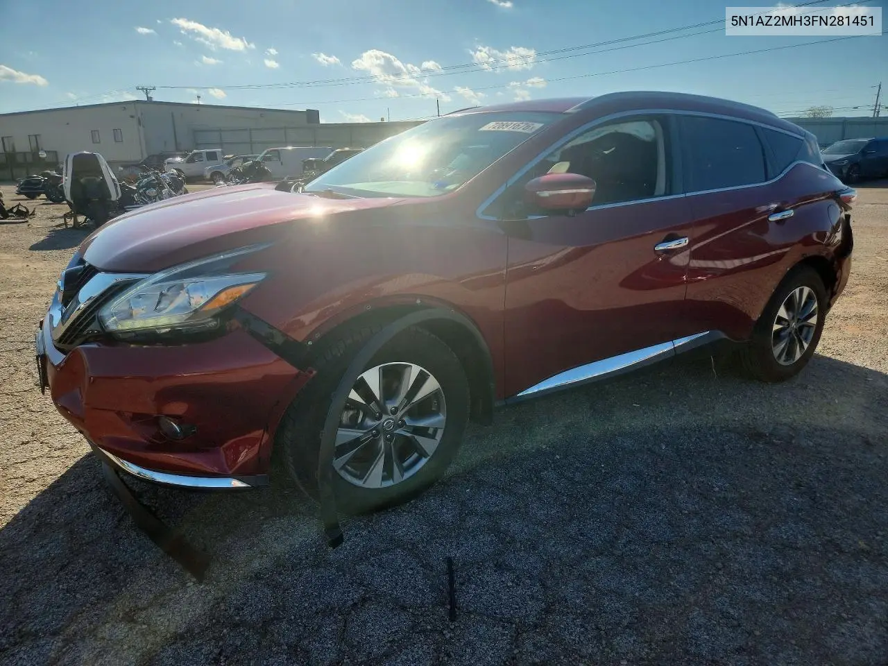 NISSAN MURANO 2015, VIN 5N1AZ2MH3FN281451