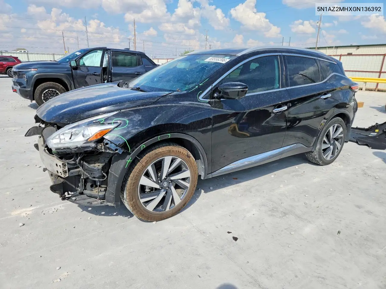 NISSAN MURANO 2016, VIN 5N1AZ2MHXGN136392
