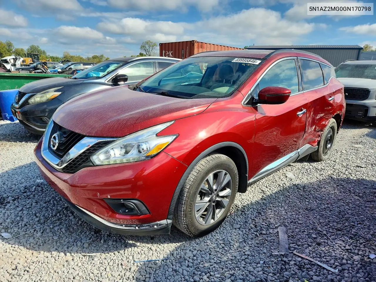 NISSAN MURANO 2016, VIN 5N1AZ2MG0GN170798