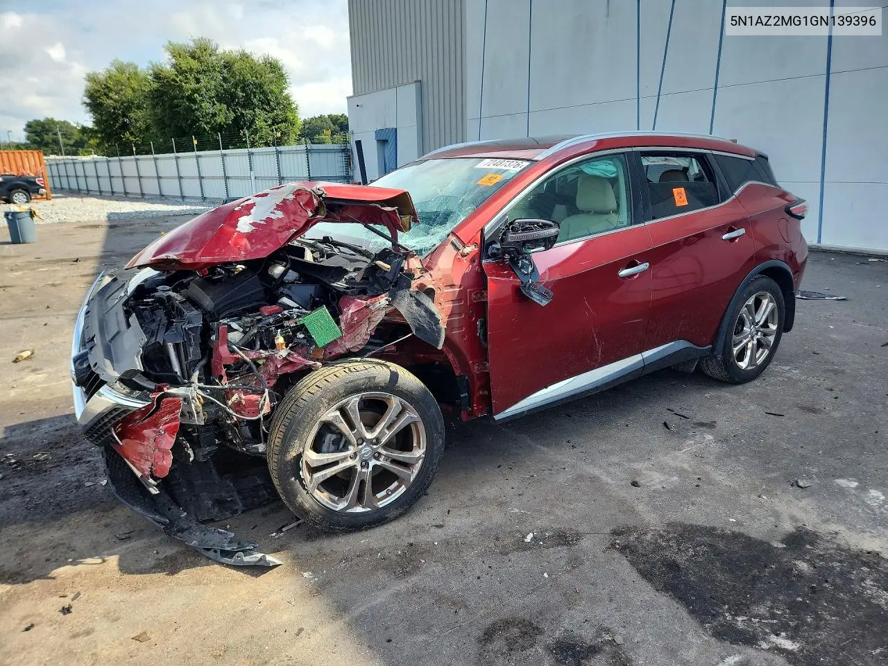 NISSAN MURANO 2016, VIN 5N1AZ2MG1GN139396