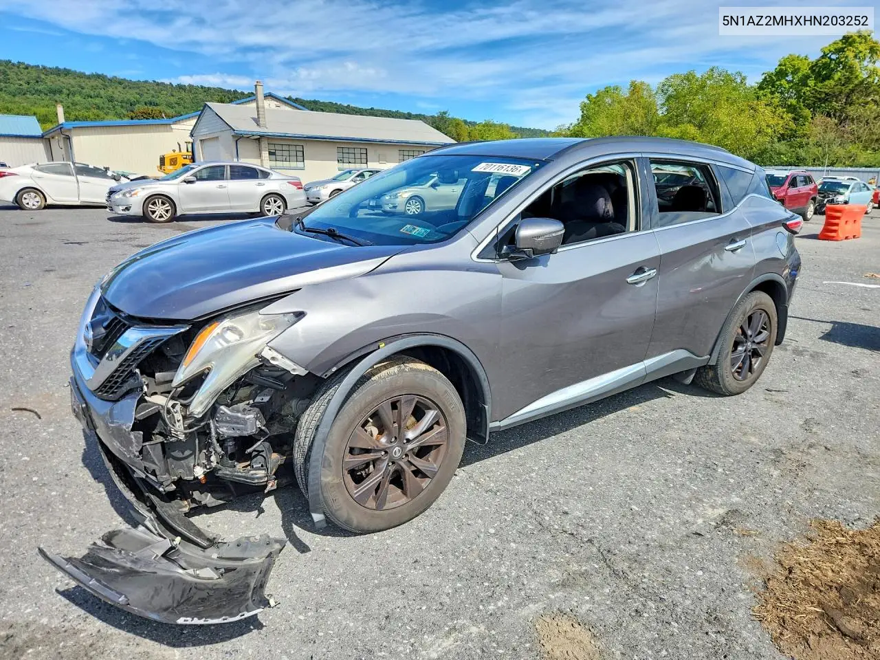 NISSAN MURANO 2017, VIN 5N1AZ2MHXHN203252
