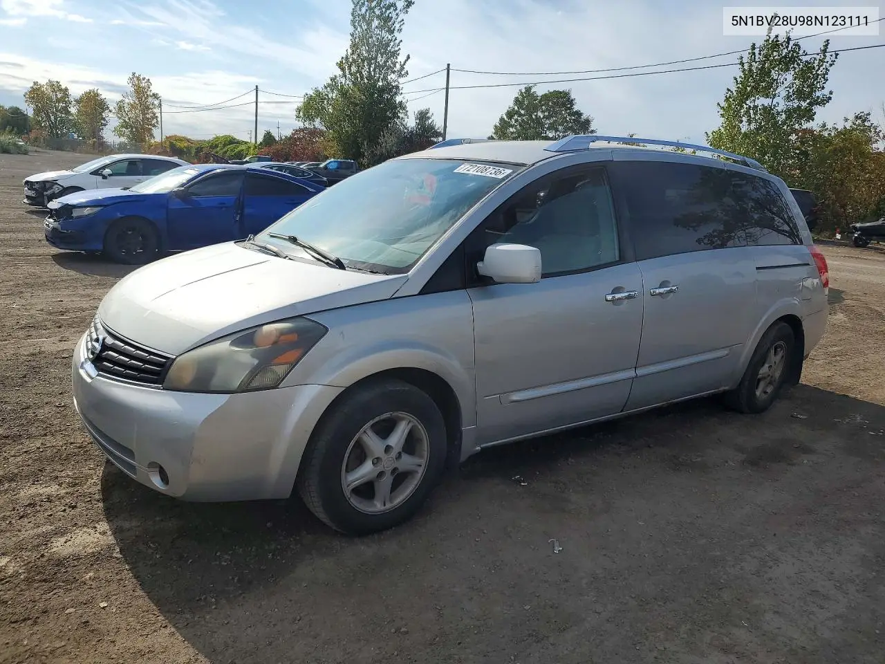 NISSAN QUEST 2008, VIN 5N1BV28U98N123111