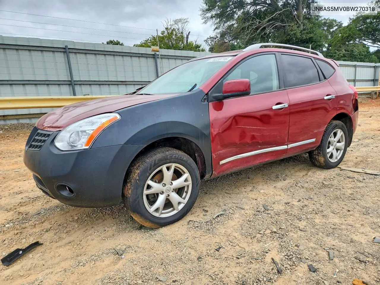 NISSAN ROGUE 2011, VIN JN8AS5MV0BW270318