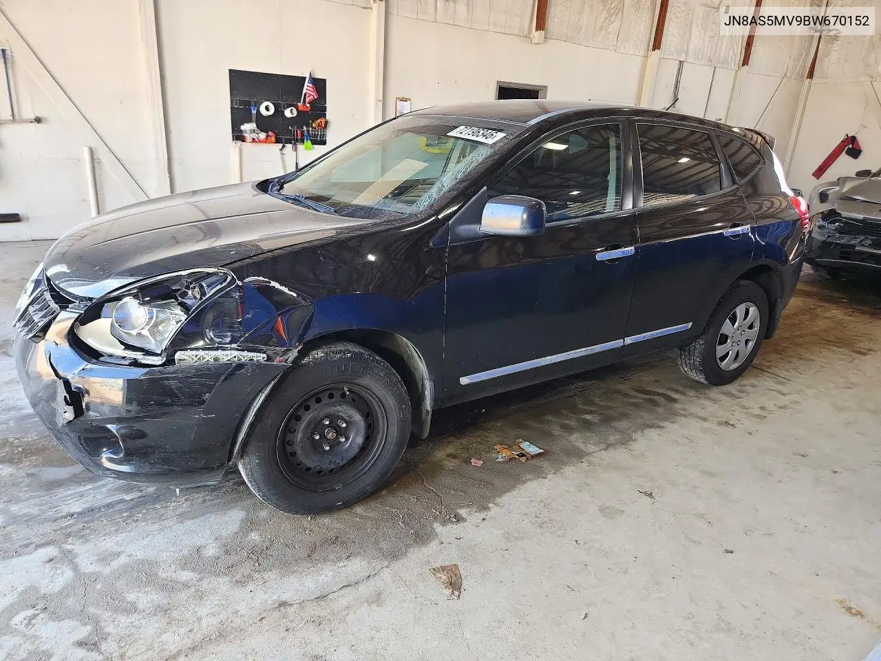 NISSAN ROGUE 2011, VIN JN8AS5MV9BW670152