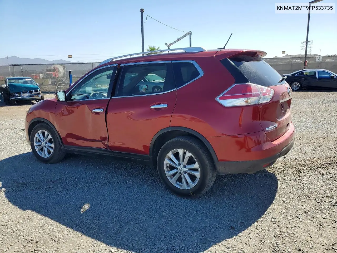 2015 NISSAN ROGUE VIN KNMAT2MT9FP533735 — фото 2