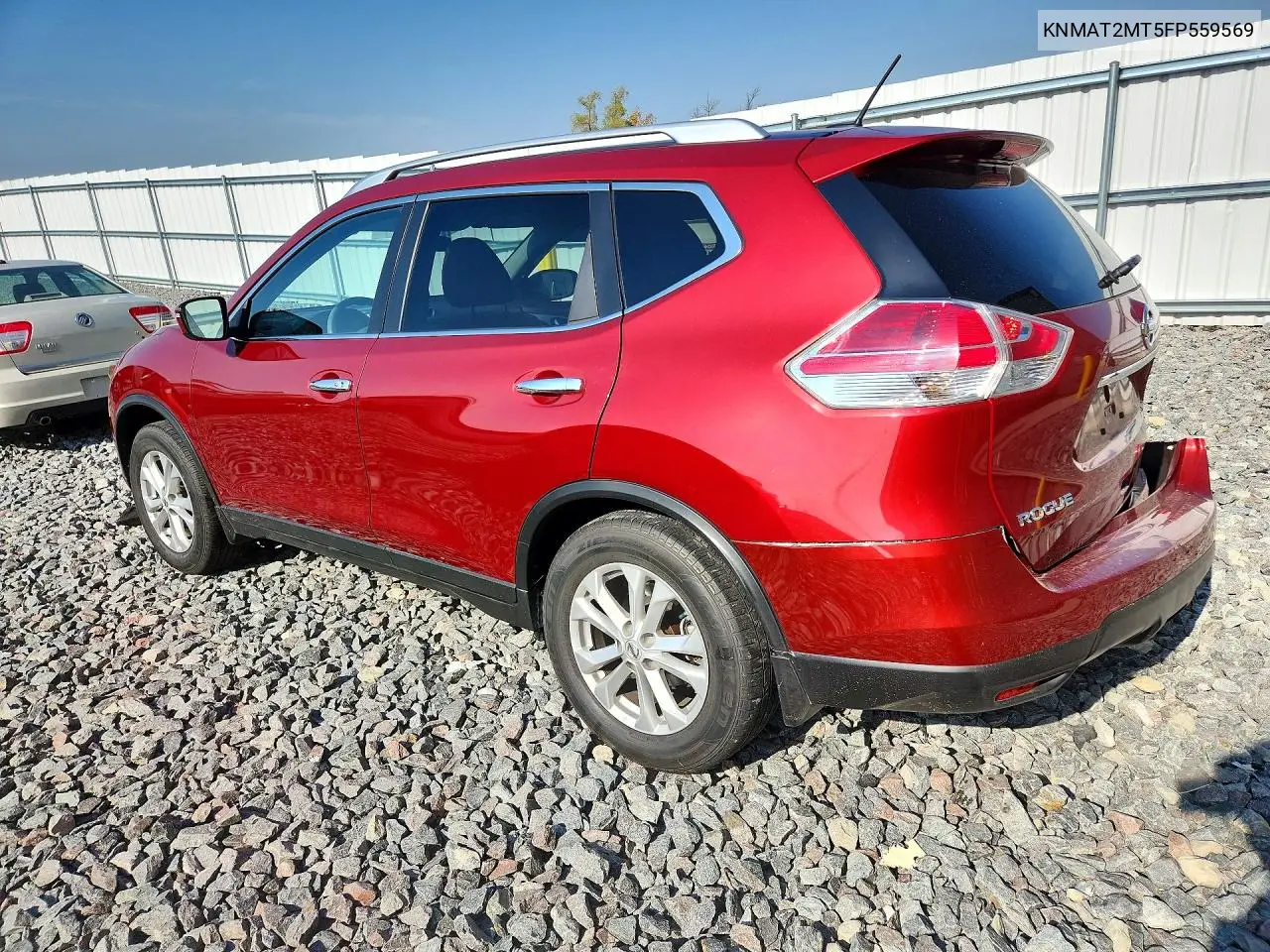 2015 NISSAN ROGUE VIN KNMAT2MT5FP559569 — фото 2
