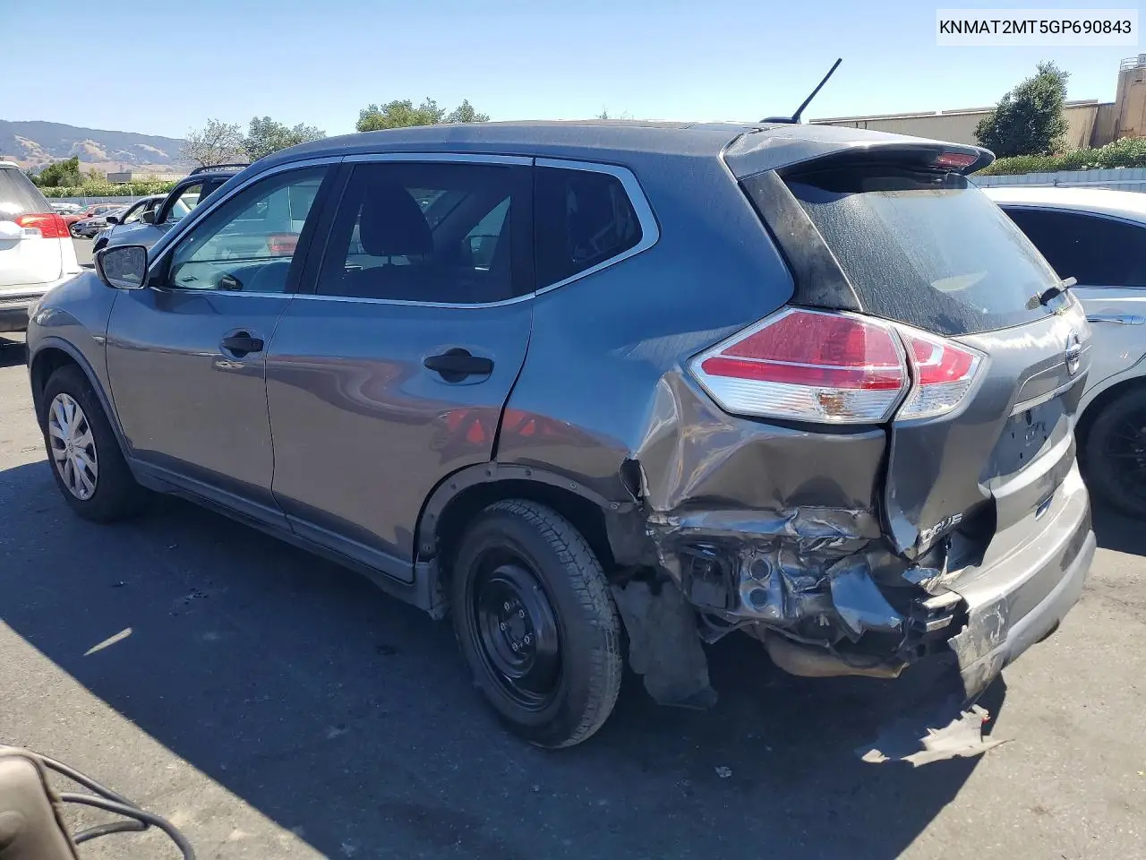 2016 NISSAN ROGUE VIN KNMAT2MT5GP690843 — фото 2