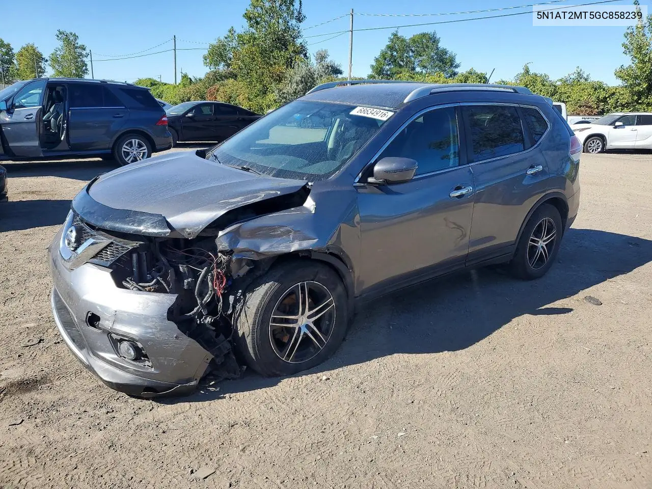 NISSAN ROGUE 2016, VIN 5N1AT2MT5GC858239