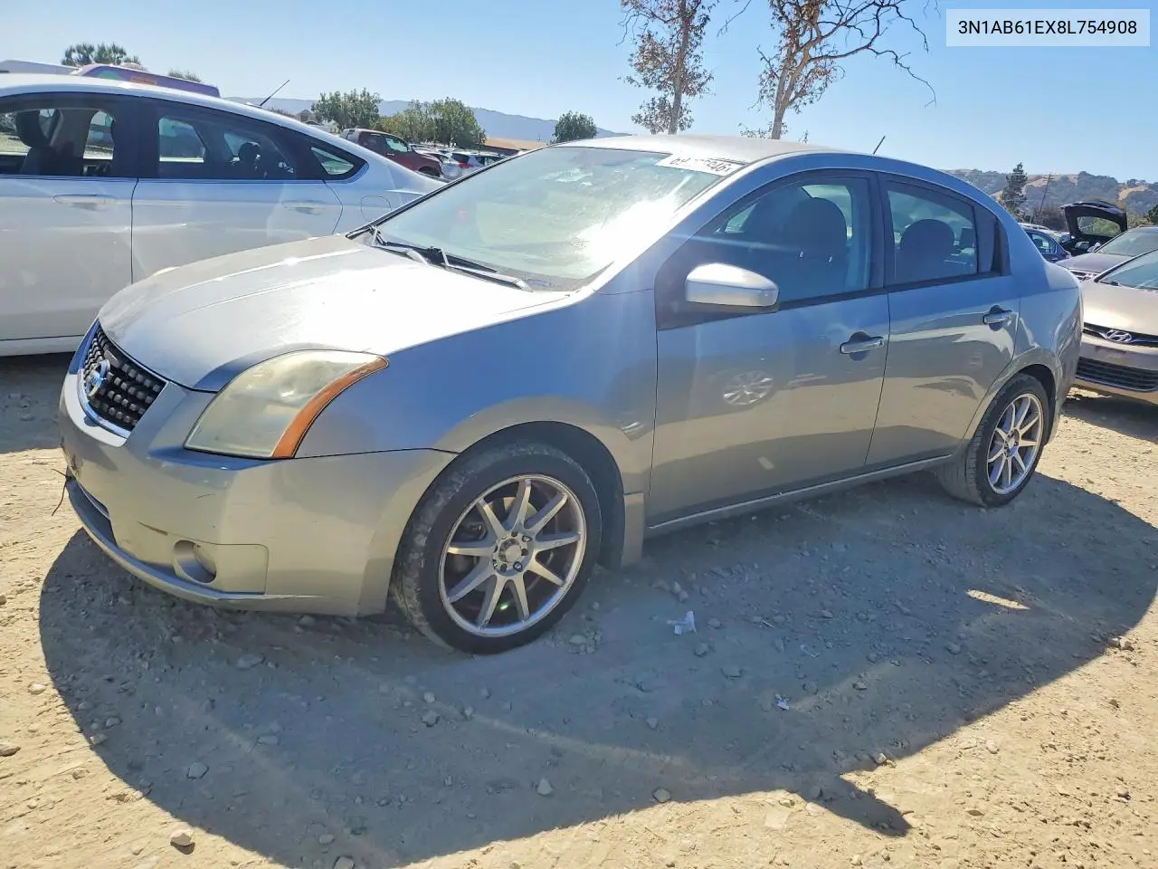 NISSAN SENTRA 2008, VIN 3N1AB61EX8L754908