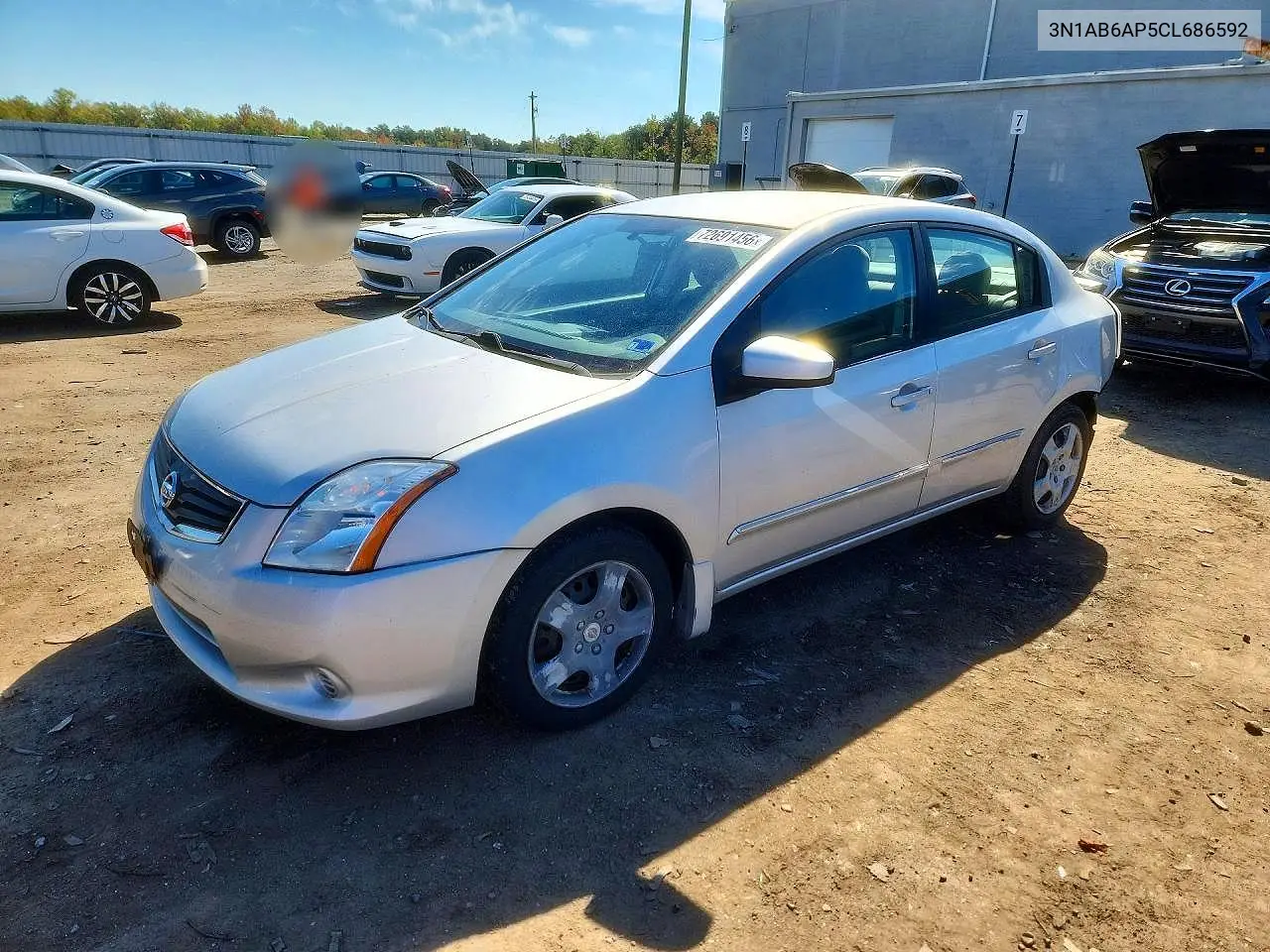 NISSAN SENTRA 2012, VIN 3N1AB6AP5CL686592
