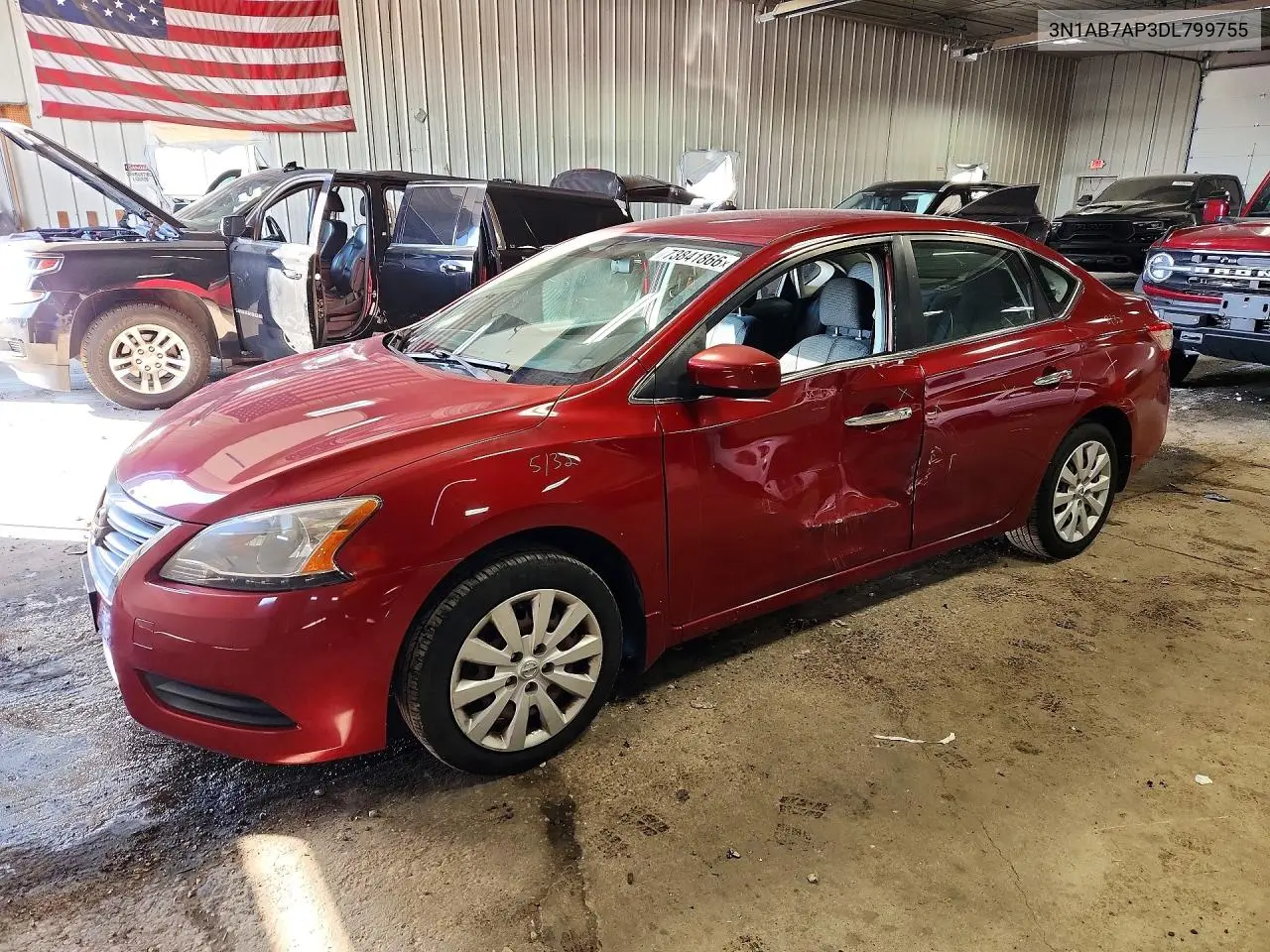 NISSAN SENTRA 2013, VIN 3N1AB7AP3DL799755