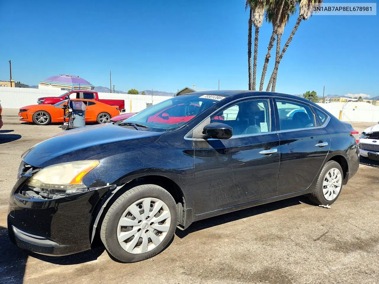NISSAN SENTRA 2014, VIN 3N1AB7AP8EL678981