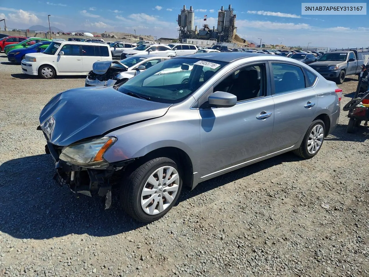 NISSAN SENTRA 2014, VIN 3N1AB7AP6EY313167