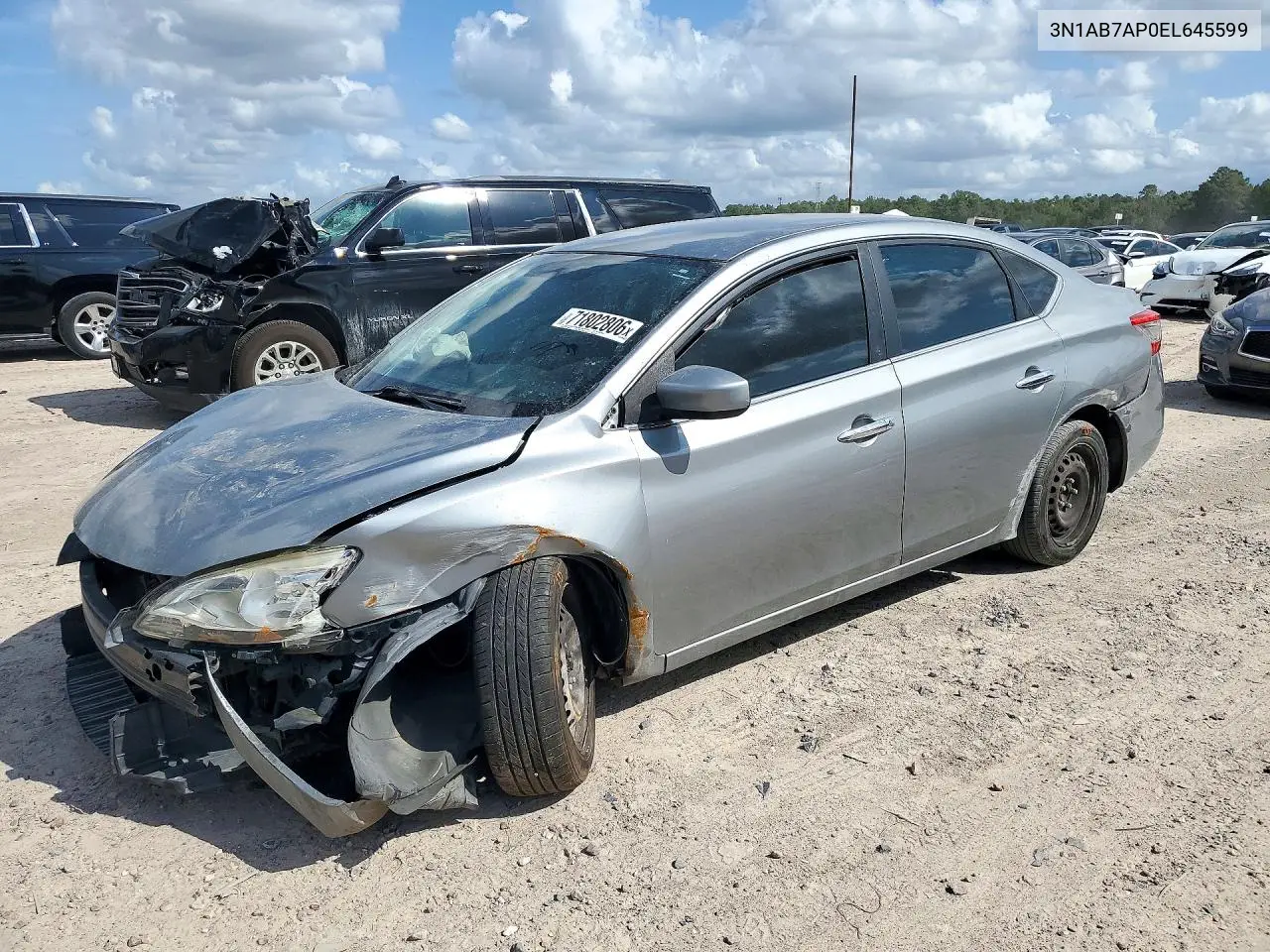 NISSAN SENTRA 2014, VIN 3N1AB7AP0EL645599