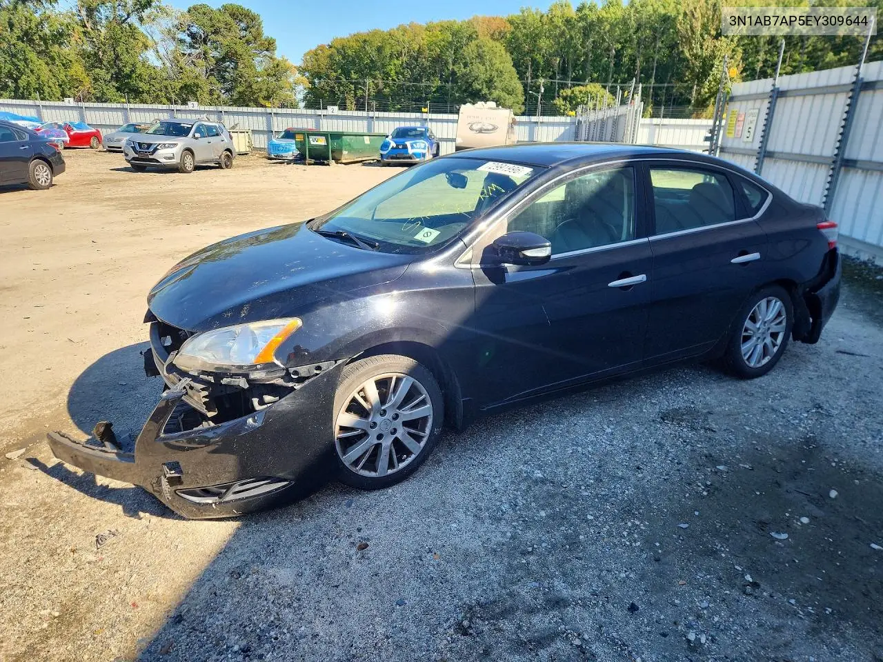 NISSAN SENTRA 2014, VIN 3N1AB7AP5EY309644
