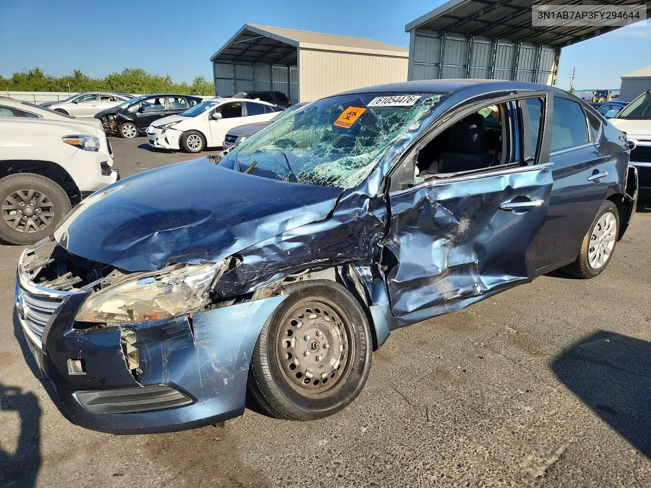 NISSAN SENTRA 2015, VIN 3N1AB7AP3FY294644