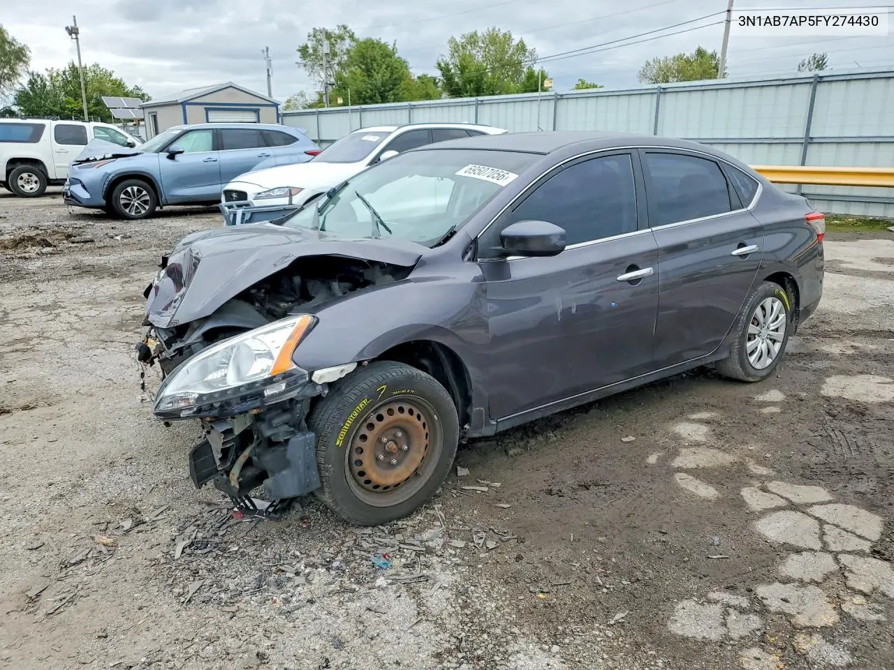 NISSAN SENTRA 2015, VIN 3N1AB7AP5FY274430