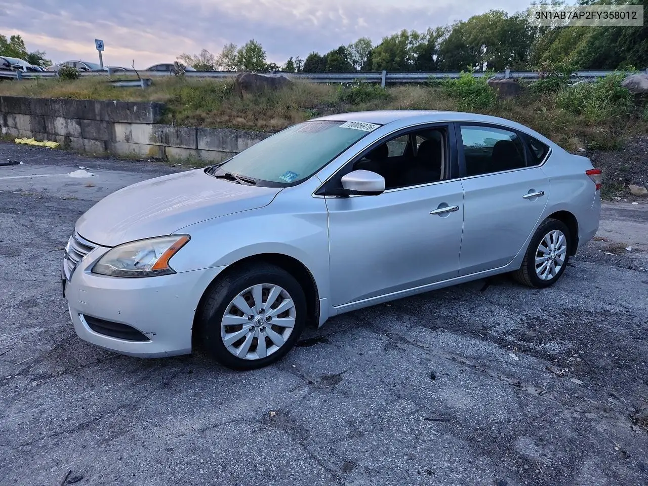 NISSAN SENTRA 2015, VIN 3N1AB7AP2FY358012