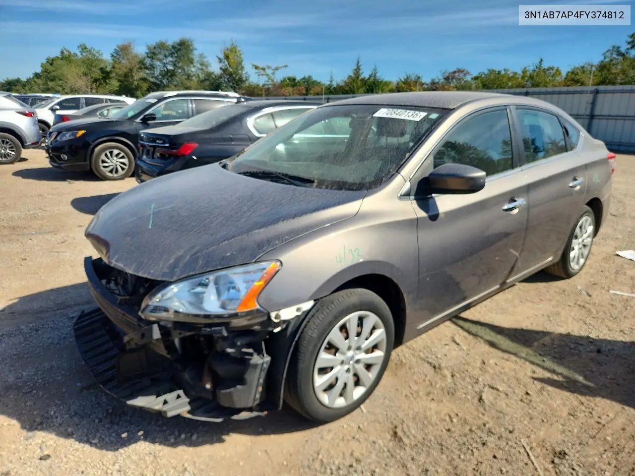 NISSAN SENTRA 2015, VIN 3N1AB7AP4FY374812